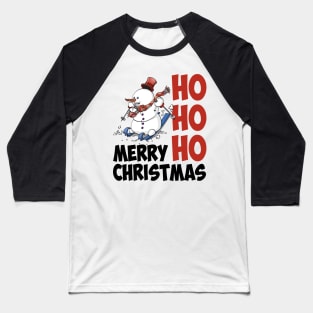 Hohoho merry Christmas. A snowman on skies Baseball T-Shirt